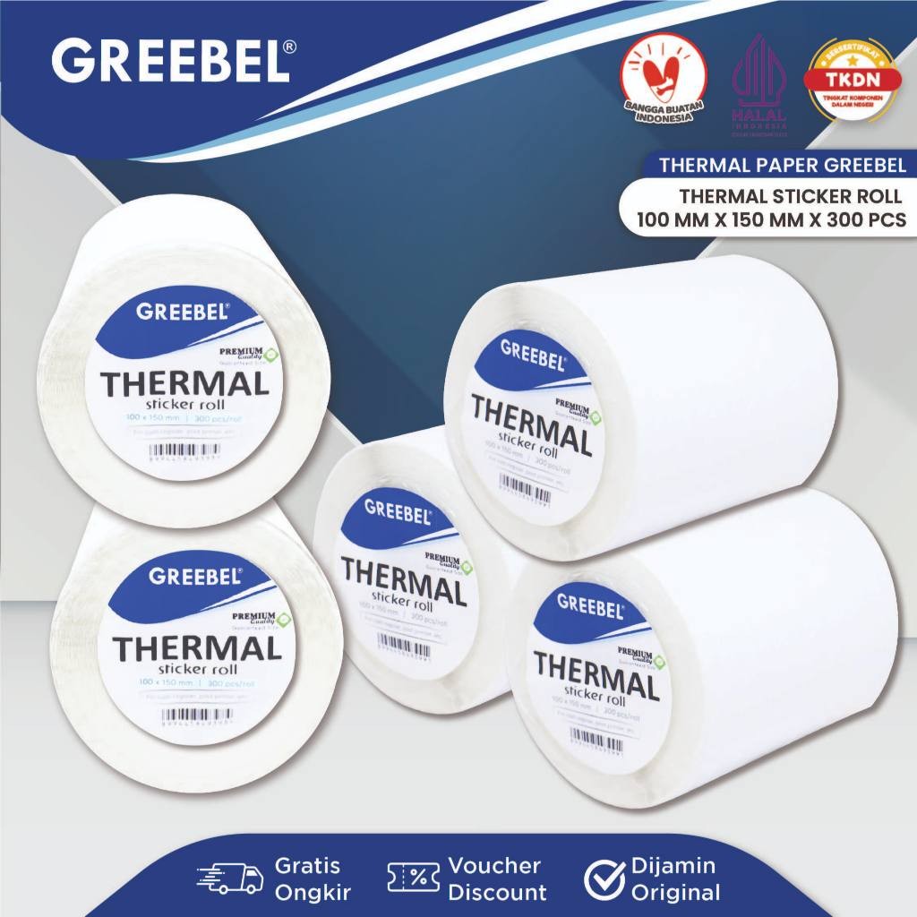 

GREEBEL Label Stiker / Thermal Roll Isi 300PCS 100x150mm Waterproof / Label Kertas Barcode