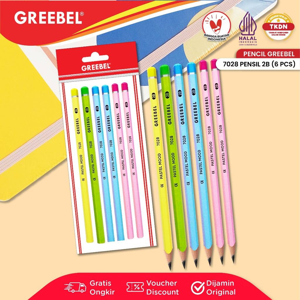 

GREEBELPensil 2B / Pensil Kayu 2B / Pensil Gambar / Pensil Tulis / Greebel 7028 12PCS/Set