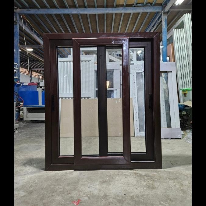 Best Jendela Sliding Upvc Erba Super Premium-3 In 1-2 Daun Kaca + 1 Daun Kawat Nyamuk-Coklat