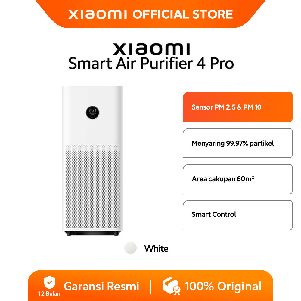 Xiaomi Smart Air Purifier 4 Pro | Layar OLED | 3-in-1 | Filter Kontrol Cerdas Menghilangkan Bau | Pe
