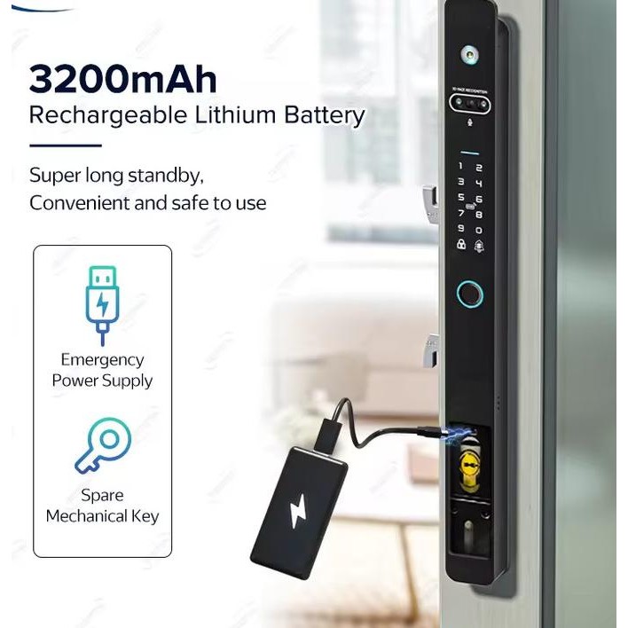 Best Smart Door Lock Otomatis Untuk Kunci Pintu Aluminium Kaca Dengan Frame Sempit Fungsi Face Recog