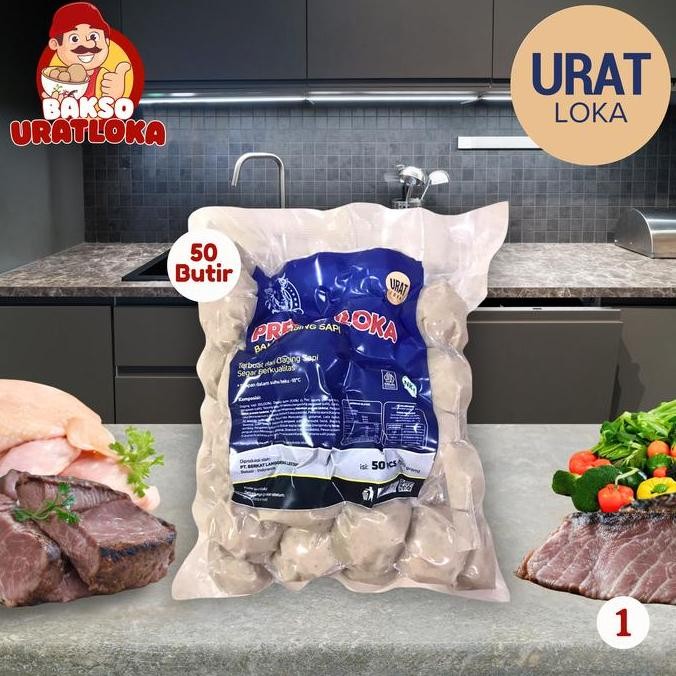 

New Uratloka Isi 50 Butir Berat 750Gr Bakso Daging Sapi Premium Ada Tambahan 20% Urat Sapi