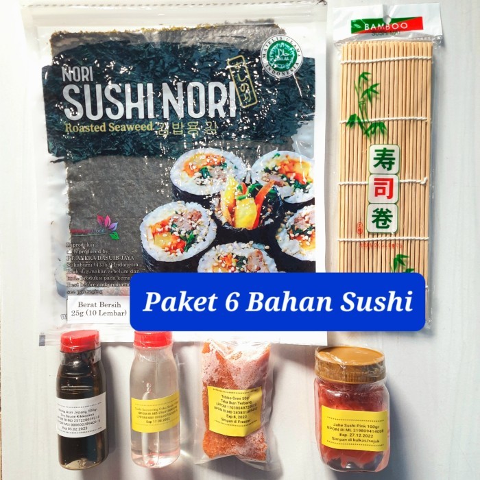 

Grab Gojek Only Paket Sushi Tipe6 nori vinegar shoyu bambu gari tobiko