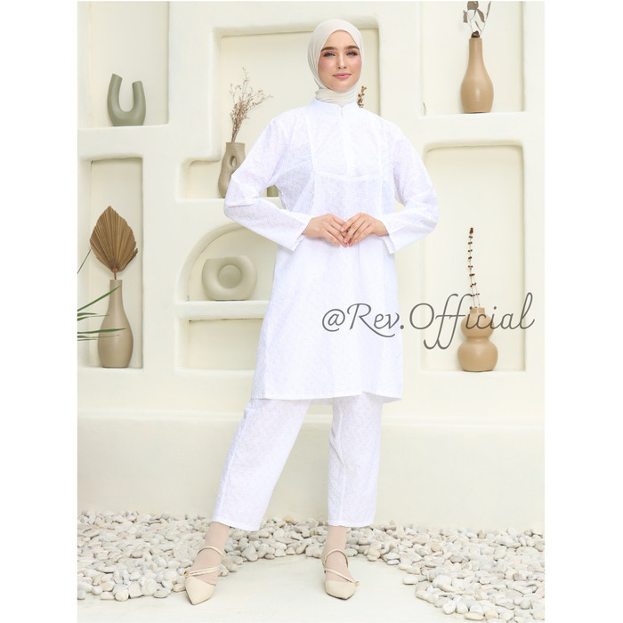 SETELAN CELANA TUNIK / BAJU IHROM WANITA / PERLENGKAPAN UMROH WANITA