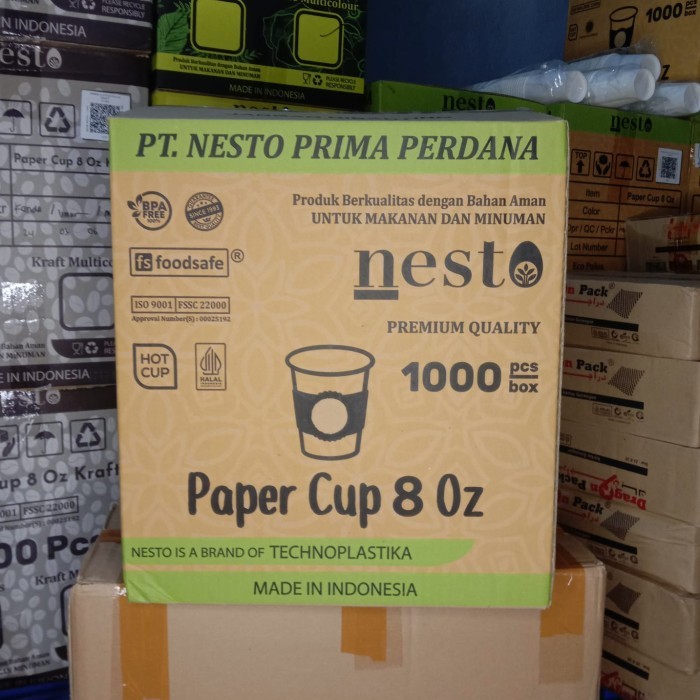 Paper Cup Coffee Nesto 8Oz - Gelas Kertas Kopi 8 Oz - 1000 Pcs / Kardus