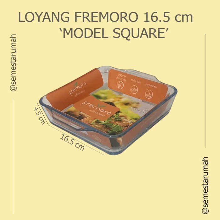

BEST SELLER LOYANG KACA FREMORO SEGI EMPAT / GLASS STORAGE TRAY / BAKING TRAY KACA