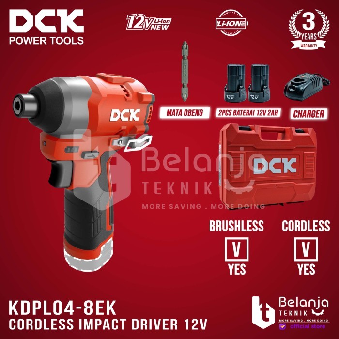 Dck Brushless Impact Driver Cordless 12V Kdpl04-8Ek Bor Obeng Kdpl 04