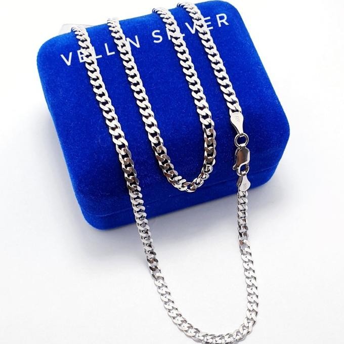 Kalung Perak Pria 925 Asli Silver Lapis Emas Putih - Kalung Sisik Naga