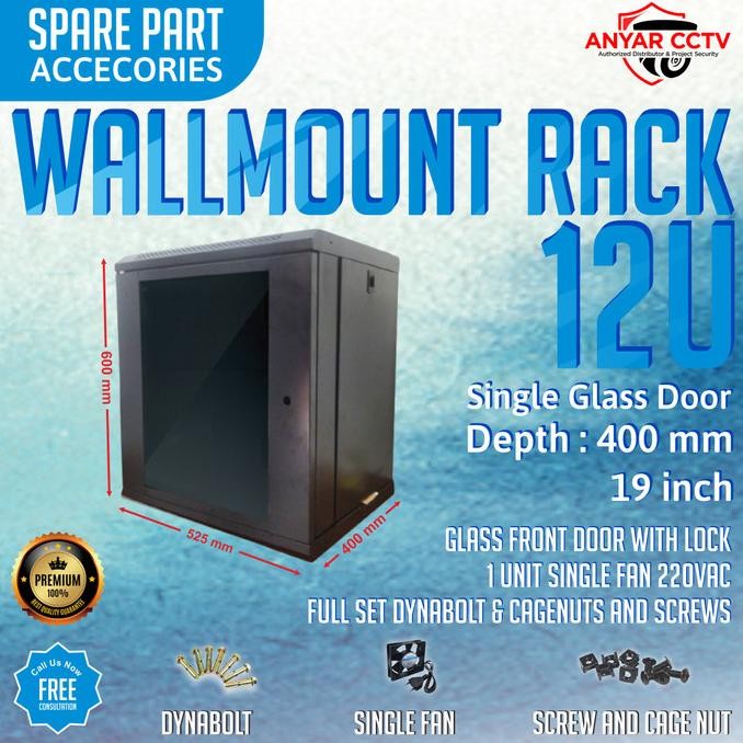 Wallmount Rackmount 12U, Rak Server Single Door 12U