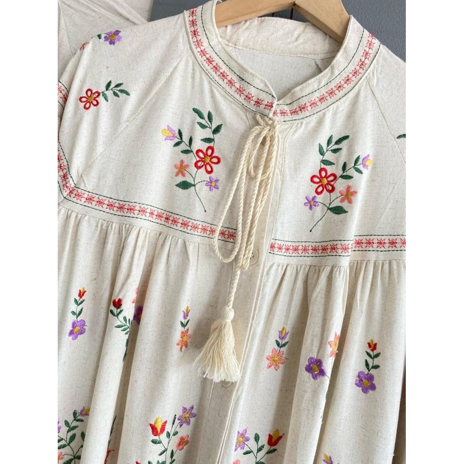 New Produk Baju Dress Linen Import Jumbo/Fashion Gamis Wanita Terbaru Long Dress Dsk4