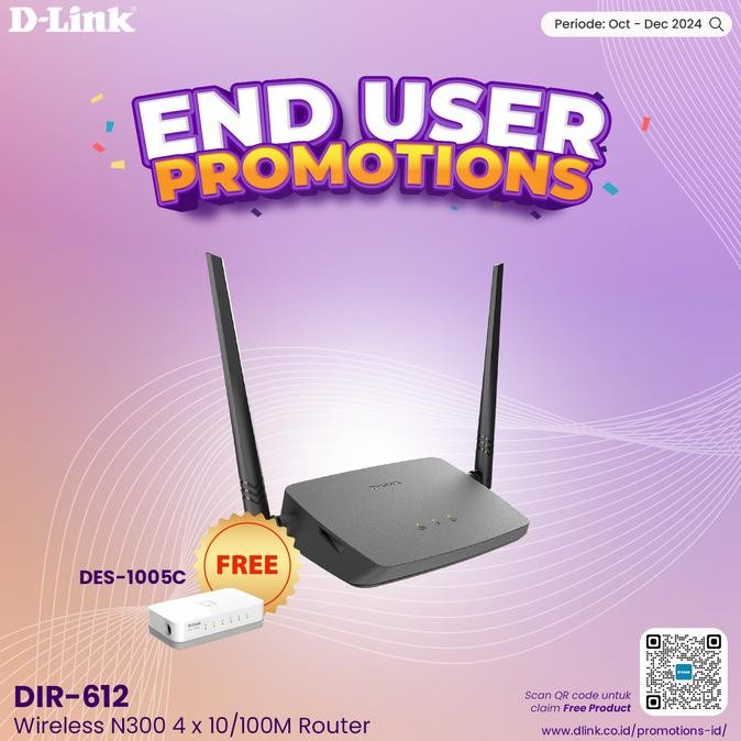 Promo Dlink Dir-612 Dir612 Wireless N300 Router 300Mbps
