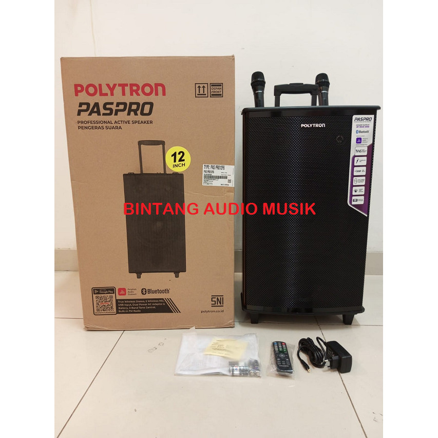 Speaker Aktif Portable Polytron Pas Pro 12F6 Original 12 Inch Bt 2Mic