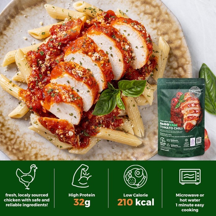 

Mooyam Tomato Chili - Daging Dada Ayam Kukus Premium Instan Dengan Saus Tomat Cabe 150G