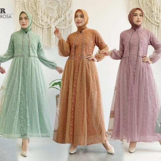 Adiba Dress Series Bahan Full Brokat Malika Promo