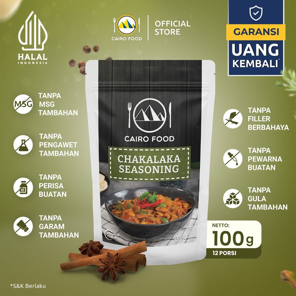 

Bumbu Chakalaka Kari Spice Mix Sehat – Tanpa MSG, 100% Rempah Murni | Cairo Food - 100 gram