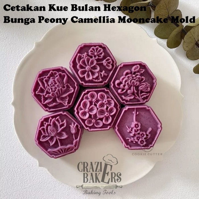 

BEST SELLER CETAKAN KUE BULAN HEXAGON 50 GR BUNGA PEONY CAMELLIA MOONCAKE MOLD