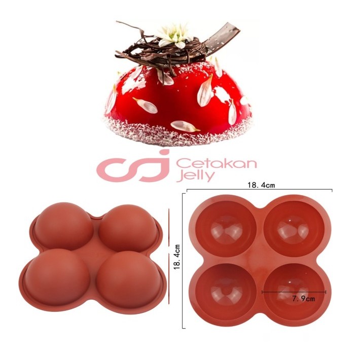 

BEST SELLER CJ CETAKAN SILIKON KUE PUDING HALF BALL DOME SETENGAH LINGKARAN 4 CAV