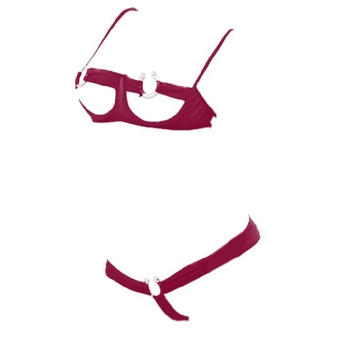 B064 Pakaian Dalam Bra Set Kawat Sexy Hot Bh Open Cup Wire Cd G String T Back Seksi