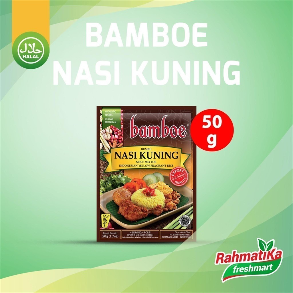 

Bamboe Spice Mix Indonesian Yellow Fragrant Rice / Bumbu Nasi Kuning 50 gr