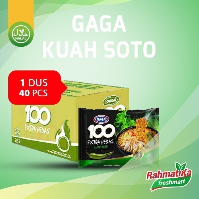 

GAGA 100 Mie Instan Extra Pedas Kuah Soto Level-2 (1 Dus/Karton)