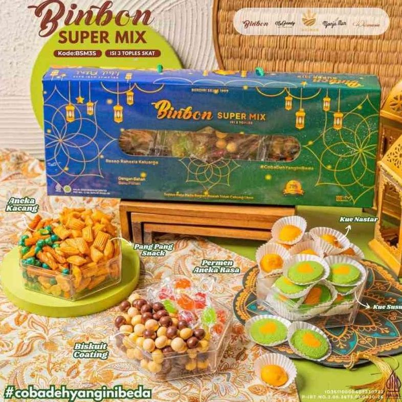 

Binbon Super Mix - 3 toples dalam 6 kombinasi varian Paket Kue Kering Lebaran