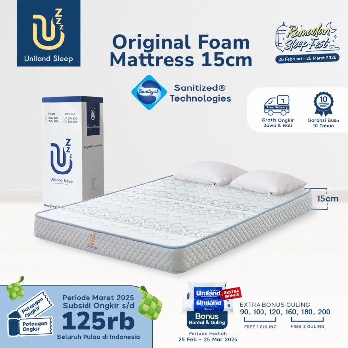 Kasur Busa Uniland Sleep Original 15cm Foam Mattress Box FREE BANTAL