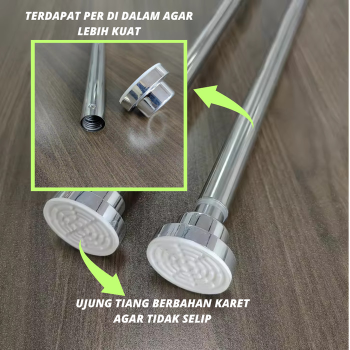 ES Tiang Gantungan Serbaguna Teleskopik Tiang Gantungan Baju Hanger