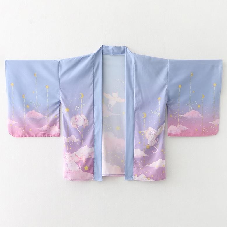 Loose Fashion Street Cardigan Kimono Wanita Jepang Harajuku Kimono Longgar Pria Ungu Pakaian 2023