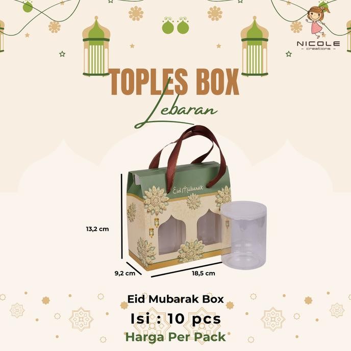 

Eid Mubarak/Toples Box/Box Cookies Event Lebaran Uk 18.5X9.2 X13.2 Cm Original Dan Terpercaya