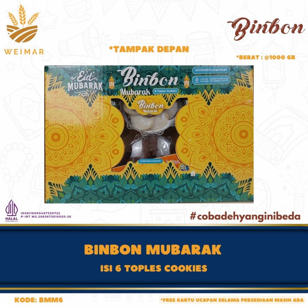 

TERBARU Binbon Mubarak - Isi 6 Toples Hampers Lebaran Kue Kering