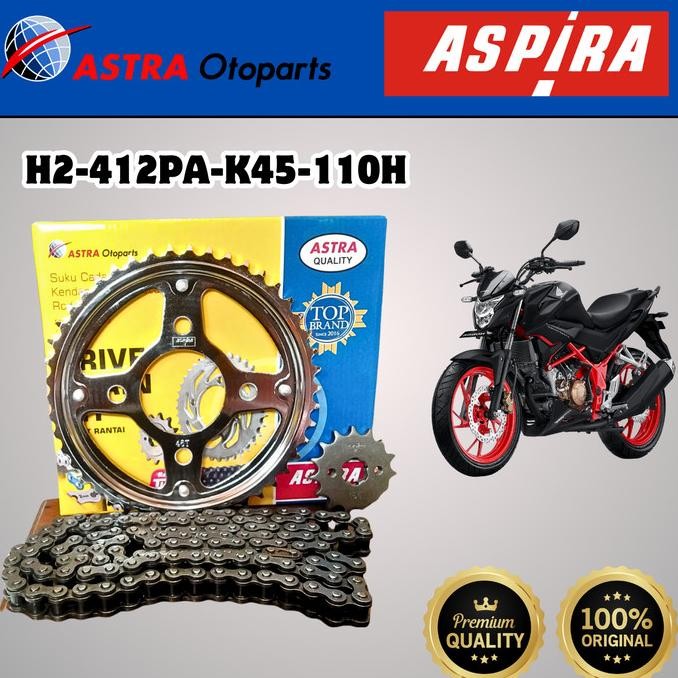 GEAR SET GIR SET + RANTAI ASPIRA K45 ORI, MOTOR HONDA CBR150R CB150R