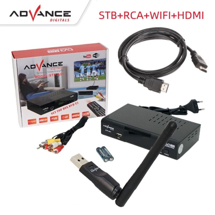PAKET ADVANCE STB SET TOP BOX TV DIGITAL RECEIVER DONGLE DAN HDMI