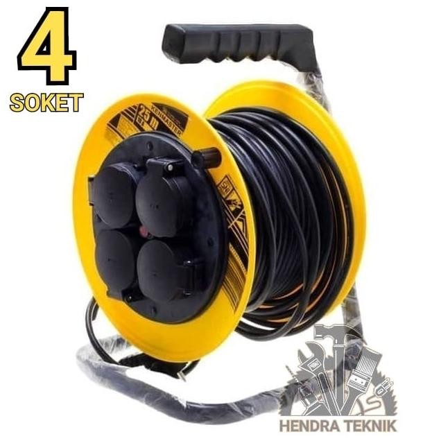 TERBARU - KABEL ROL SNI 25 METER 4 LUBANG GULUNGAN KABEL STOP KONTAK LISTRIK 3X1