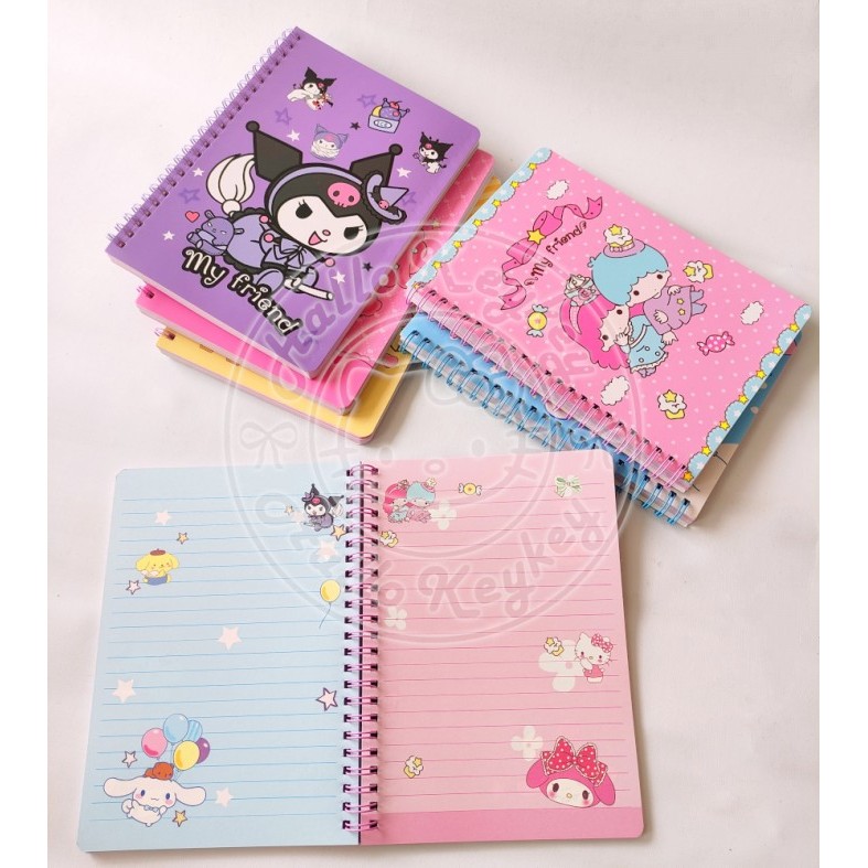 

STOK TERBATAS BUKU TULIS KITTY MELODY CINNAMOROLL LITTLE TWIN POMPOMPURIN KUROMI KODE 1329