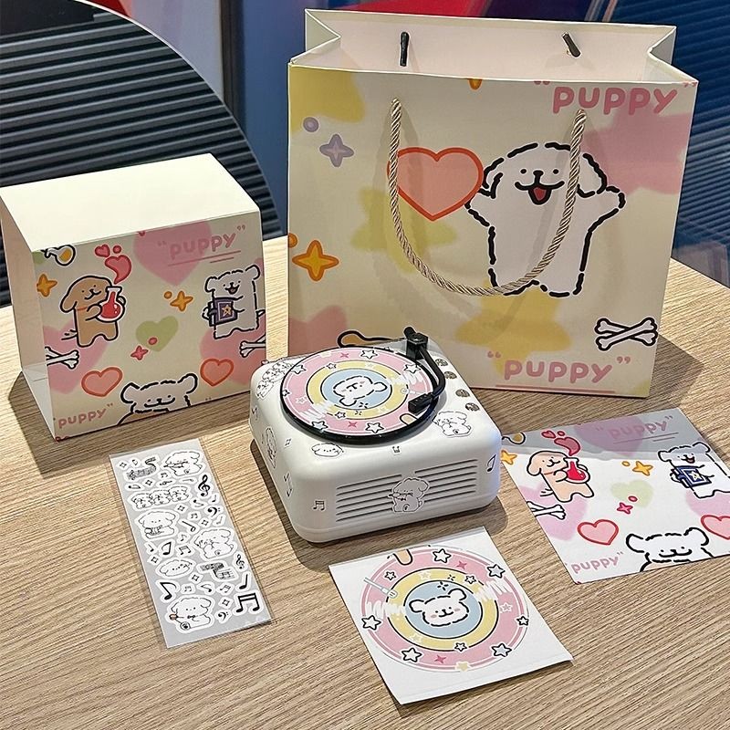 Line Art Puppy Bluetooth Speaker Creative DIY Speaker Gift Box
