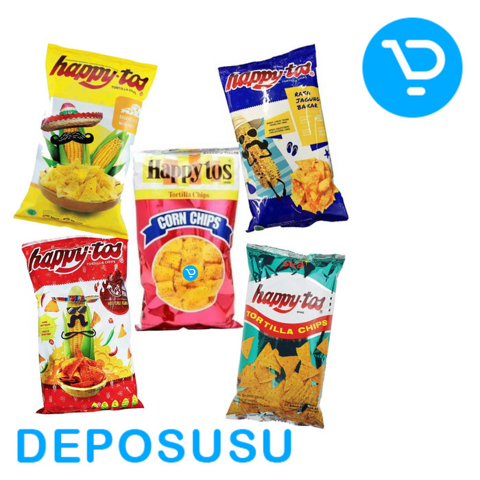 

OBRAL HAPPYTOS Tortilla Corn Chips Keripik Jagung Biru Hijau Merah Hot Chili