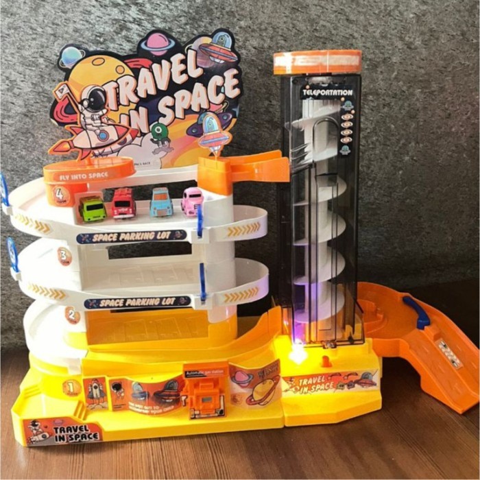 Mainan Car Park Parking Lot Gedung Parkir Mobil Dengan Lift Simulation Parking Building Car Parkir