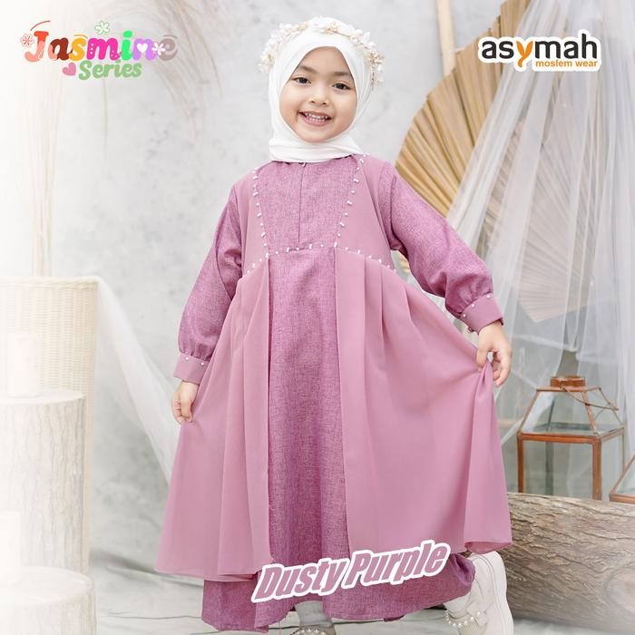[Limited Edition] Gamis Anak Katun Jasmine Series Warna Dusty Purple By Asymah