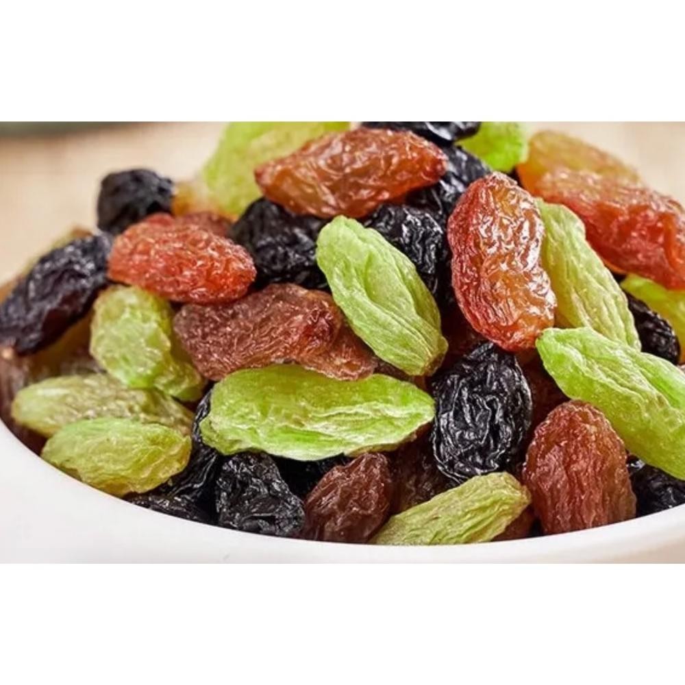

ORIGINAL Tricolour Raisins Unsweetened 500gr(1/2kg)/ Kismis Emas, hijau dan Hitam / Kismis 3 warna/camilan food Snacks Toples aq-54