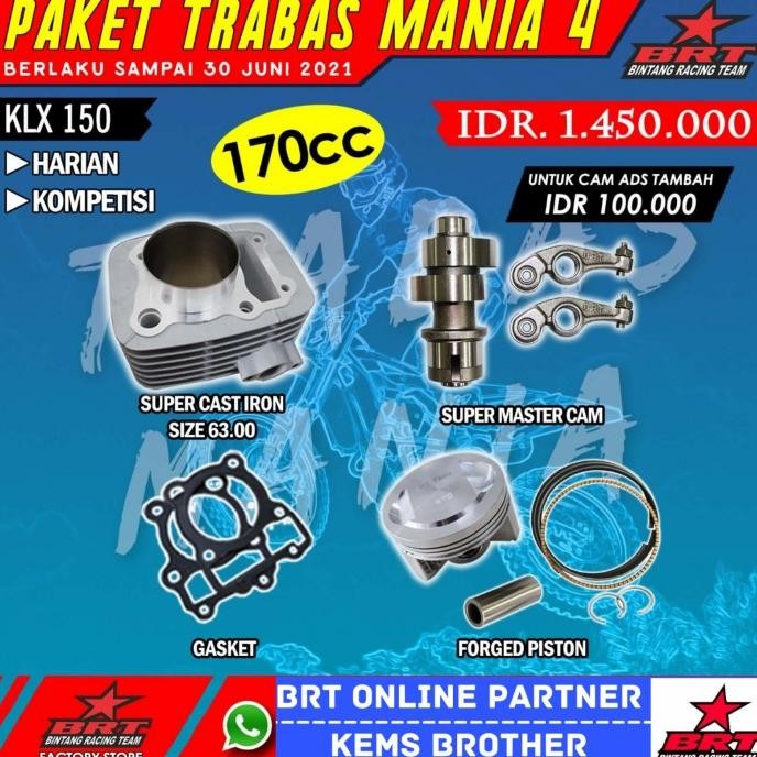 PAKET BRT TRABAS 4 KLX BRT BLOK PISTON 63