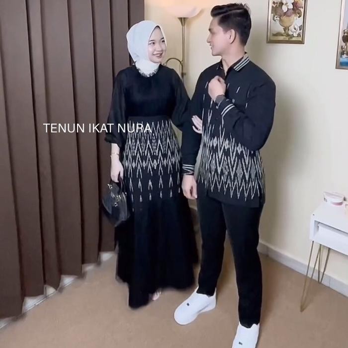 Dress Camelia Black Tenun Baju Tenun Couple Muslim