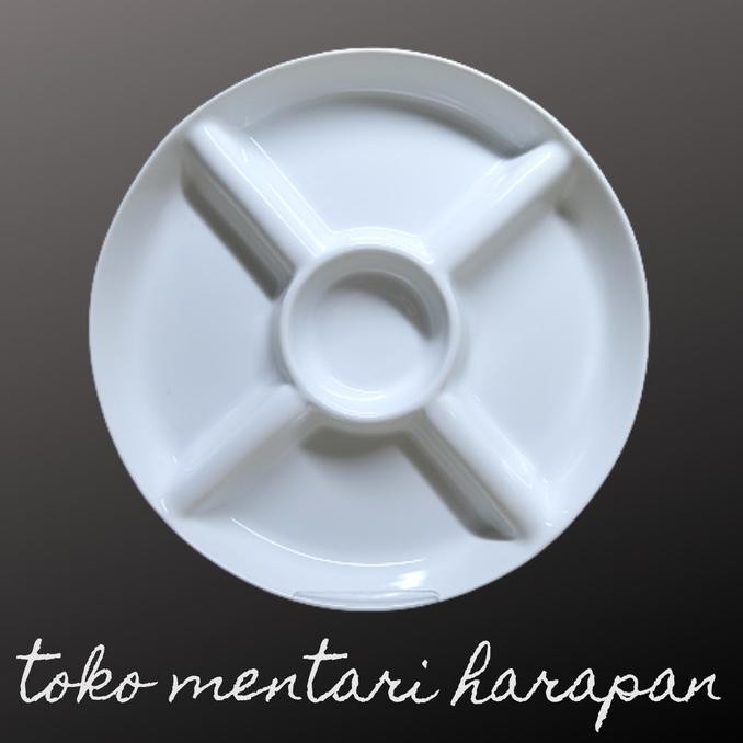 Piring Saji Sekat Keramik Putih Party Plate Porcelain L21JA
