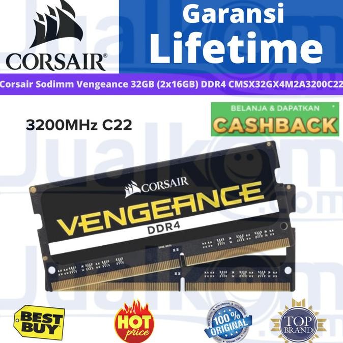 New Corsair Sodimm Vengeance 32Gb (2X16Gb) Ddr4 Cmsx32Gx4M2A3200C22