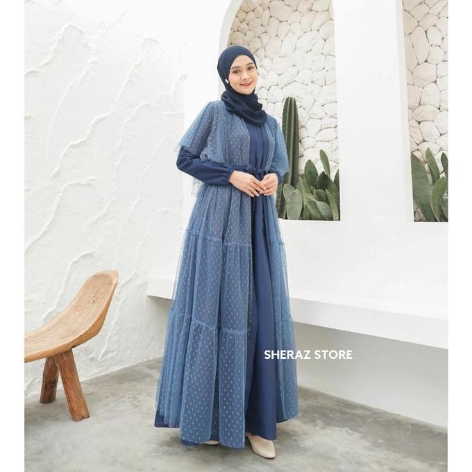 Inara Gamis Dress Set Outer Tile Pesta Kondangan Mewah Wanita Jumbo Ld 140 130 120 110 104 98 92 Bah