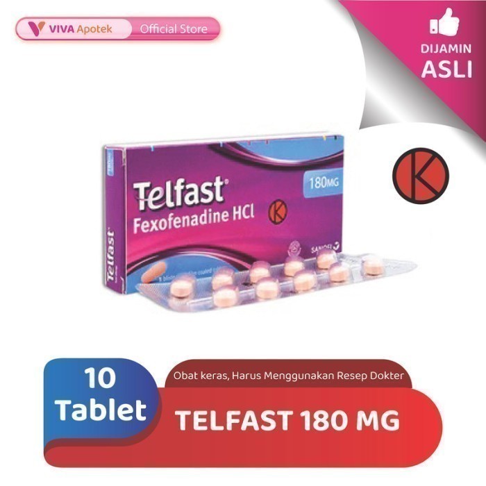 Telfast 180 mg / Alergi / Gatal / Rhinitis Alergi (10 Tablet)