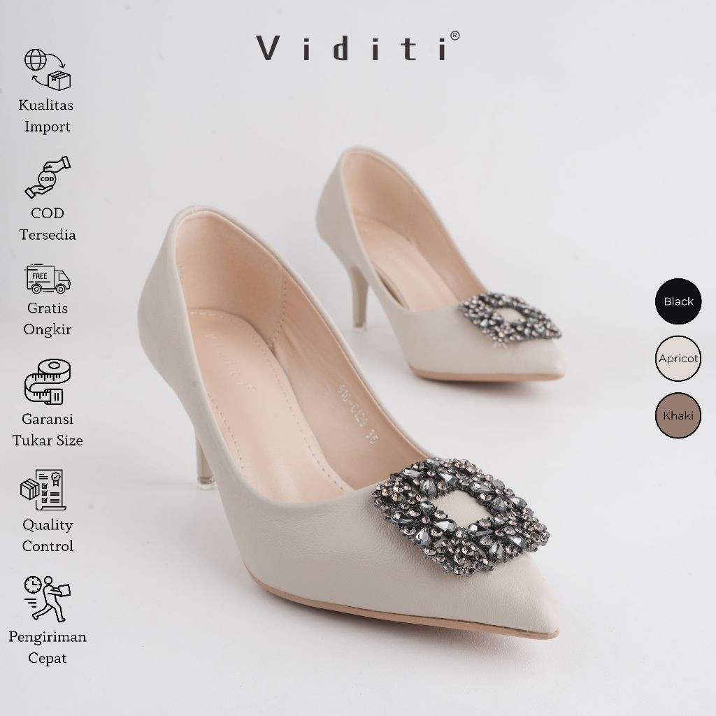 Viditi Crystal Heels 6 cm // Sepatu Import Wanita