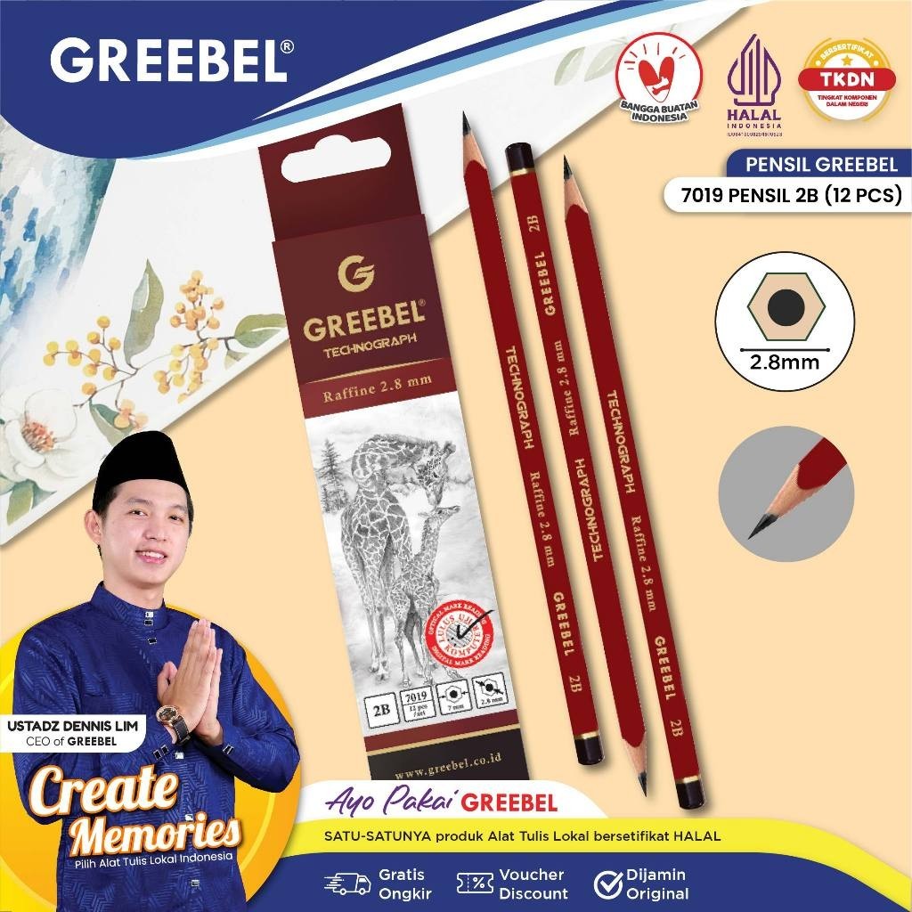 

PENSIL 2B GREEBEL PENSIL KAYU 2B PENSIL GAMBAR PENSIL TULIS / GREEBEL 7019 2B 12PC/SET / STATIONERY CASTLE
