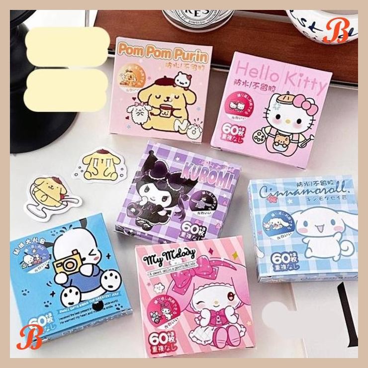 

| KK | (60PCS) STICKER LUCU KARAKTER SANRIO POMPONPURIN CINAMOROLL KUROMI HEL