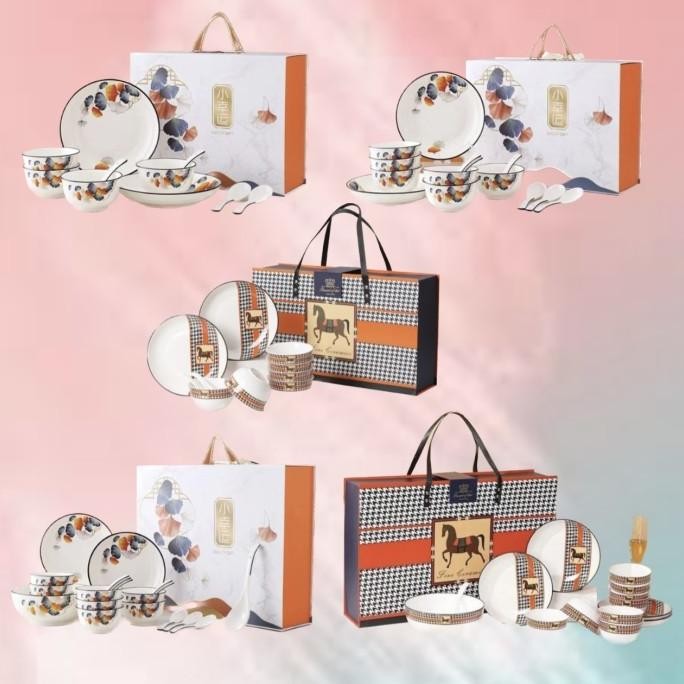 

New Item!, Hampers Lebaran Piring Keramik Set Isi 10/ Gift Box Set Hadiah Mangkok