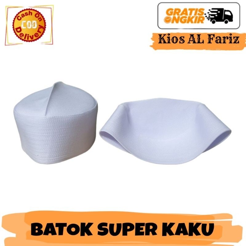 Peci Batok Super Keras - Kopiah Kalbut Putih Kaku